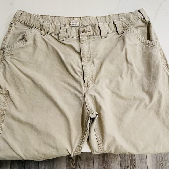 Carhartt Pants Mens 44x31Tan Khaki B151 Canvas Work Dungaree Utility Carpenter - Picture 3 of 9